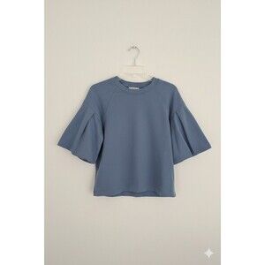 Madewell Puff-Sleeve Sweatshirt Tee in a blue/grey color. sz S